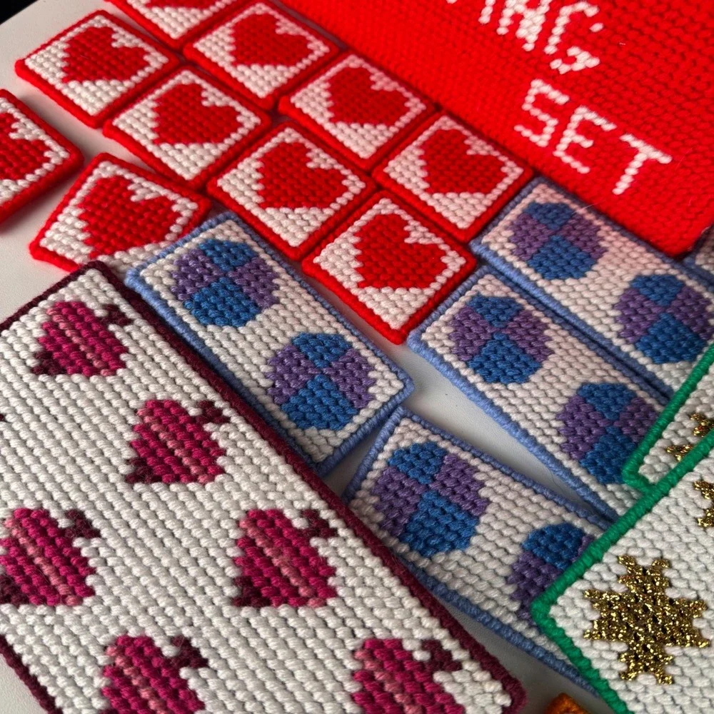Vintage Needlepoint Counting Set Montessori Homeschool Numbers Toy Set F72Q